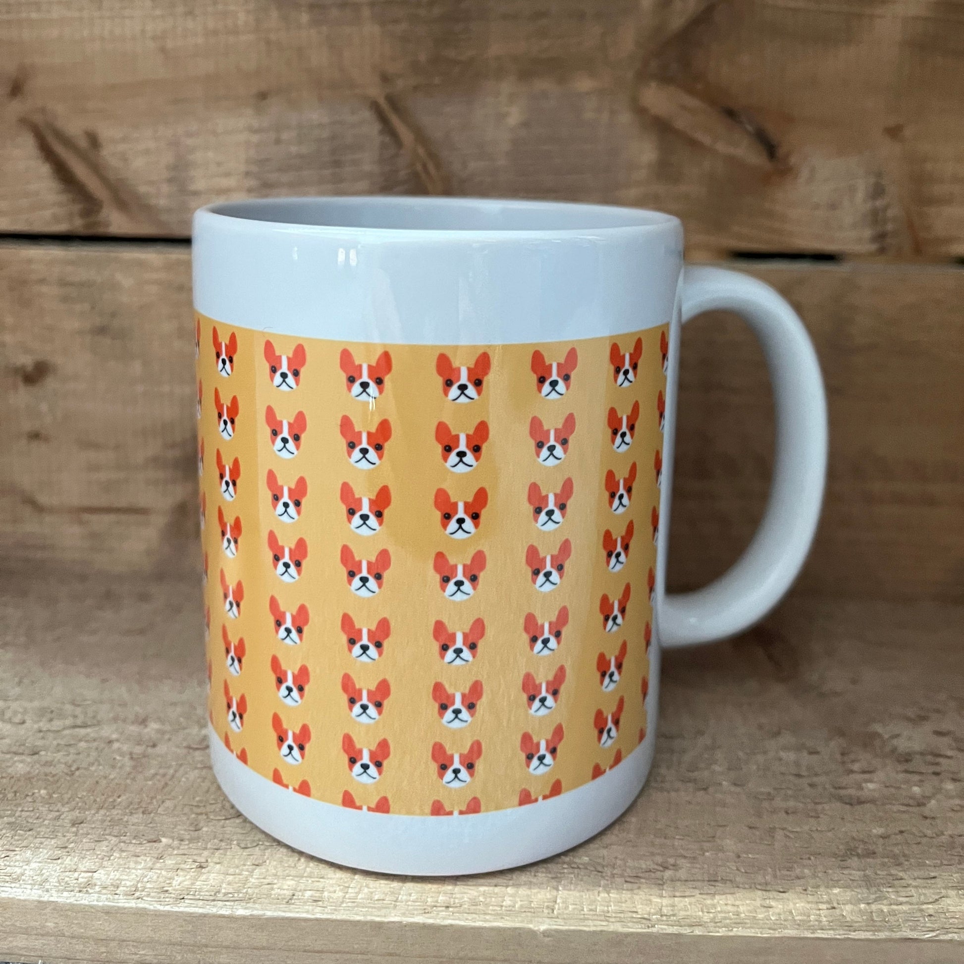 Mug with a pattern on a wooden surface