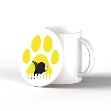4 Ceramic Coasters Set - Pawprint